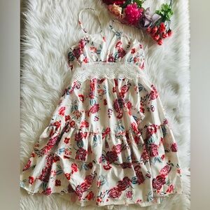 NWT- Floral Dress with Crochet Lace Detail
